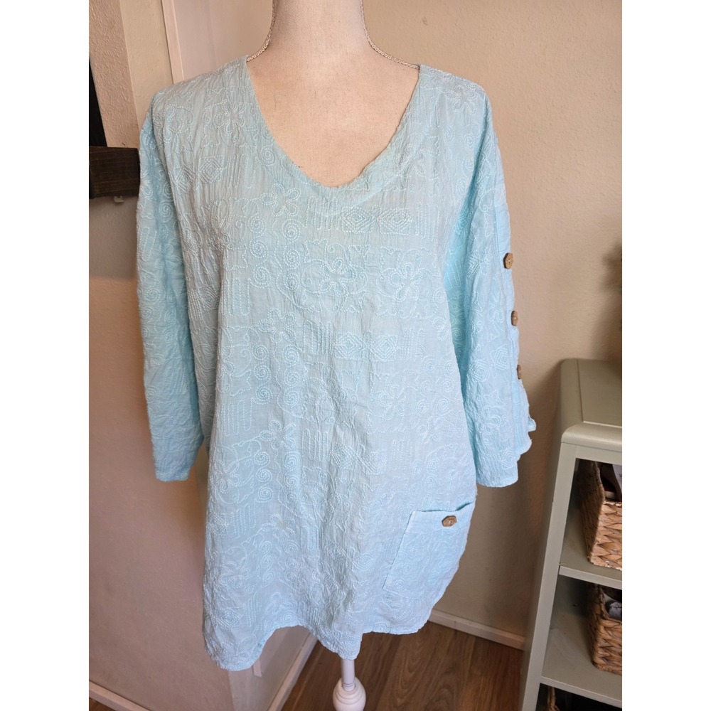 Focus Casual Life Women's Blue Top 100% Cotton Unique XL